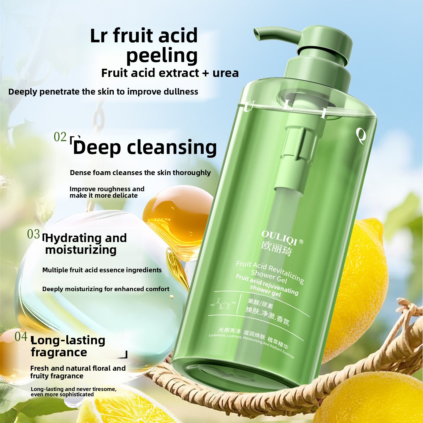 Gel de ducha con ácido de frut - Perfume Fragrance Shower Gel reseña y precio